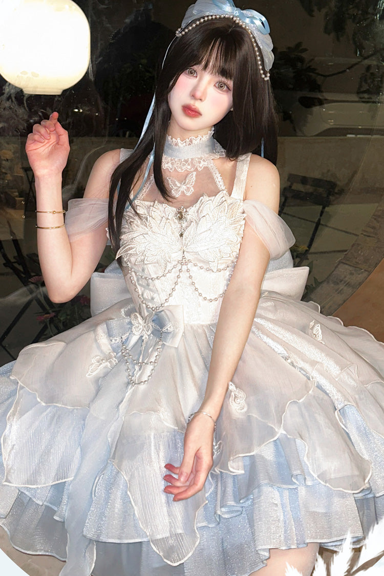 Swan Lake Multi-Layered Ruffle Bowknot Gothic Princess Lolita Jsk Dress 2 Colors