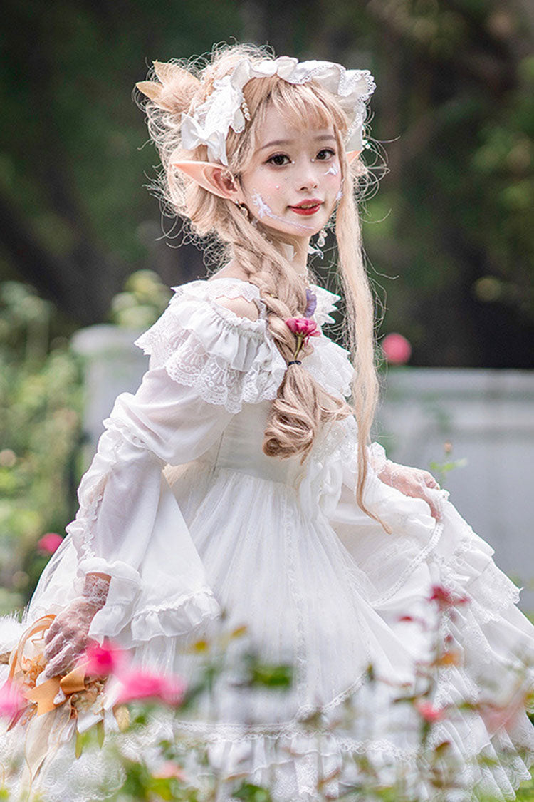 Half Sleeves Lace Stitching Bowknot Hanayome Multi-Layer Gothic Lolita Dress