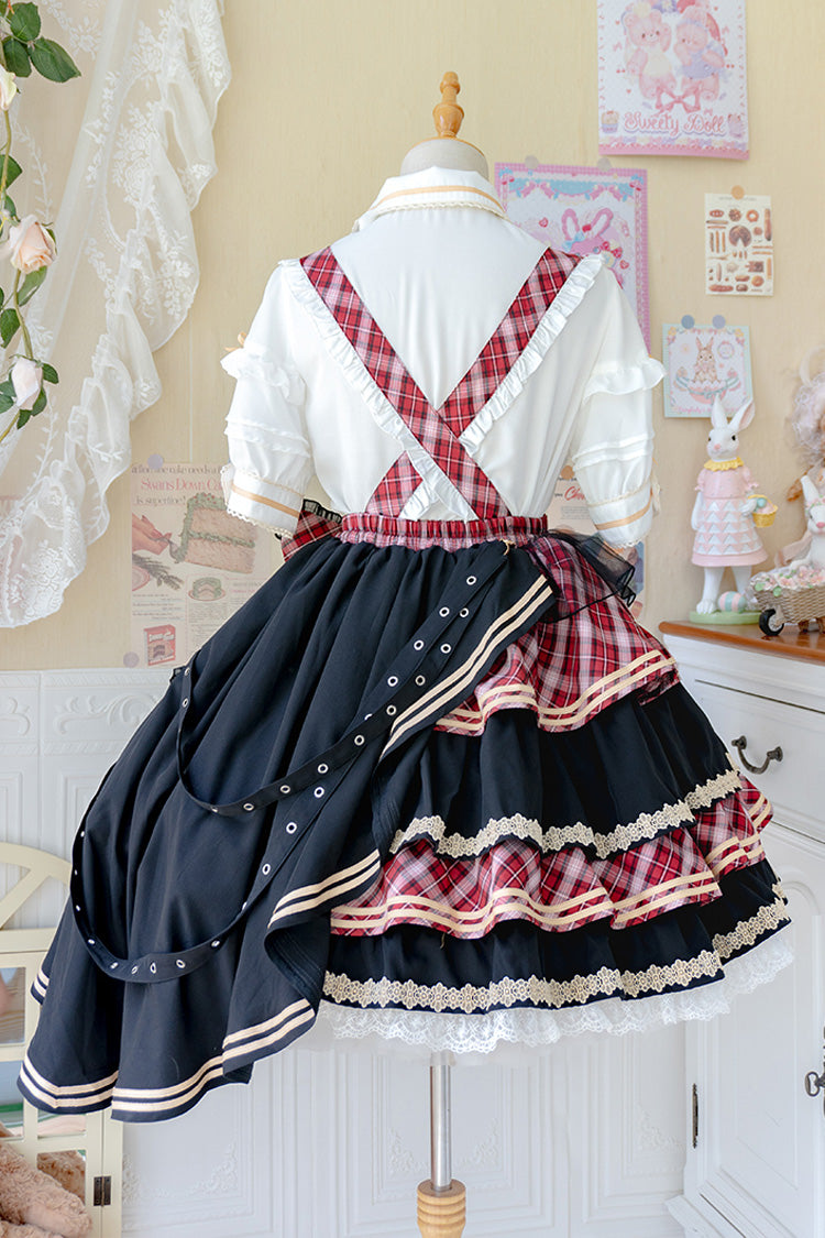Multi-layer Print Ruffle Bowknot Sweet Lolita Skirt Set 3 Colors
