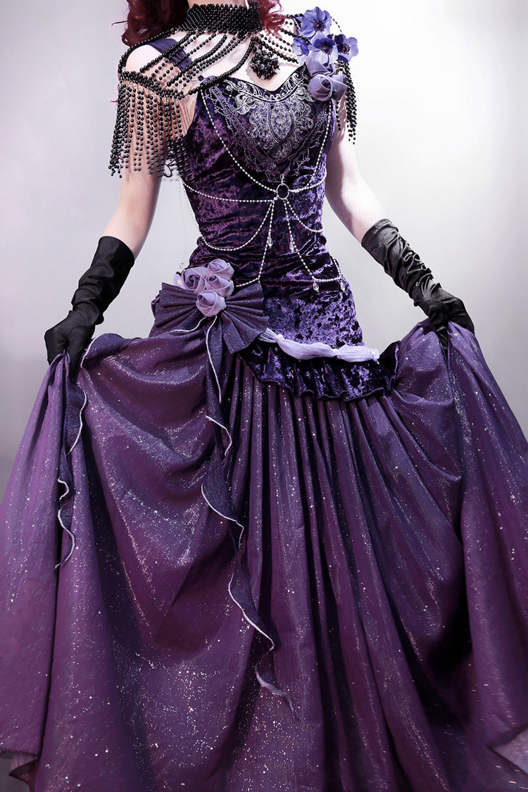 Purple Madame Butterfly Ruffle Bowknot Lace Sweet Elegant Gorgeous Lolita Jsk Dress
