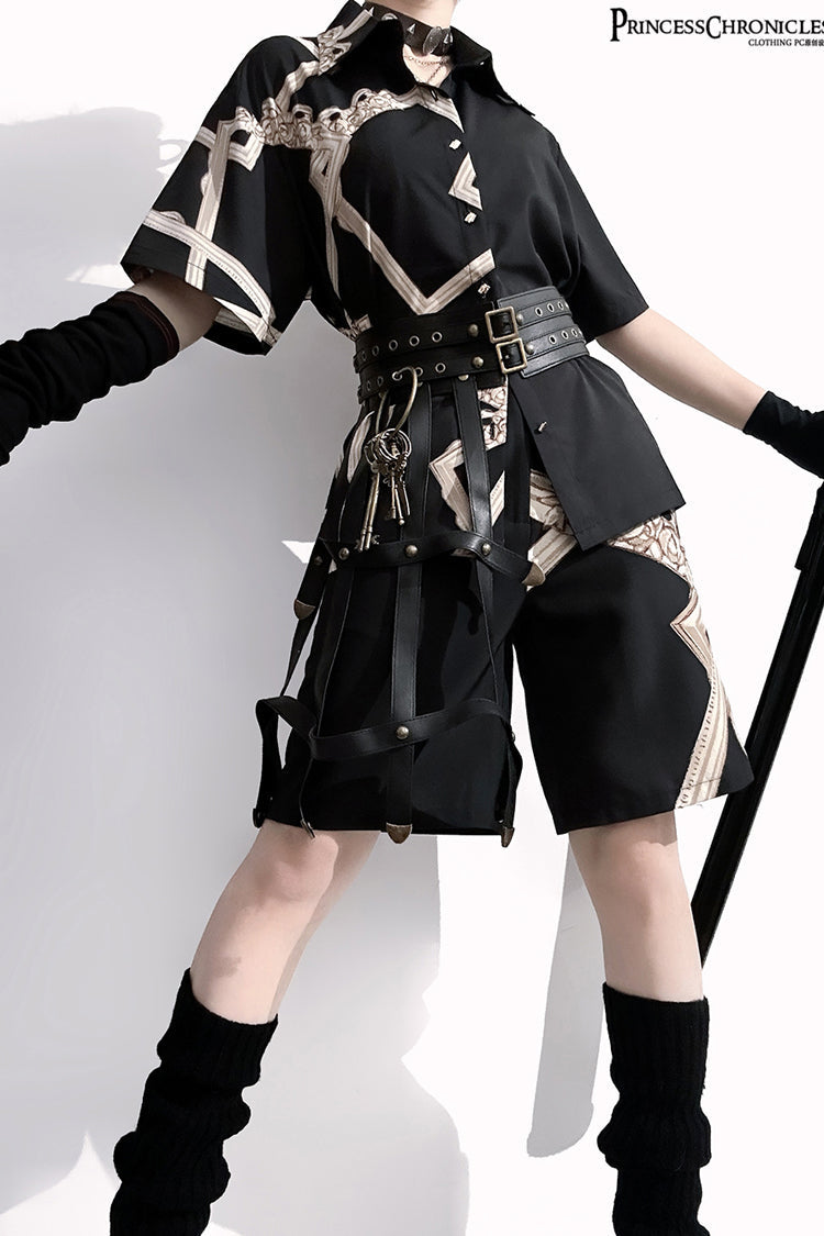 Black Dream Void Mirror Print Ouji Fashion Prince Handsome Lolita Shorts