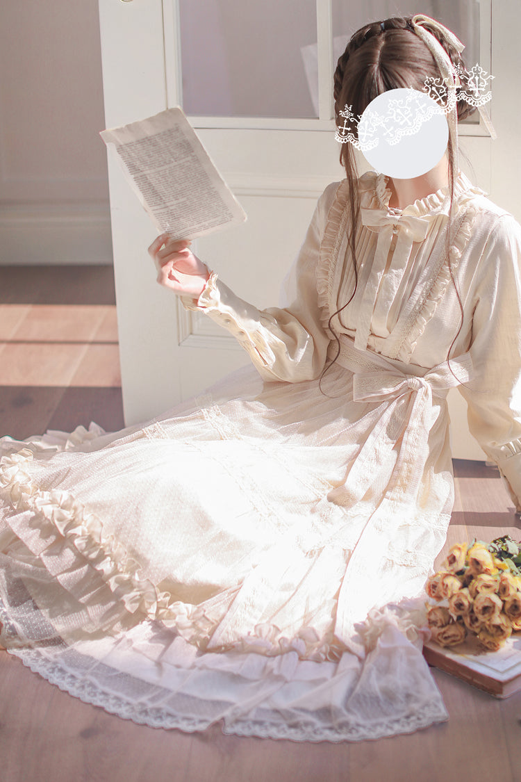 Ivory Sleeveless Ruffle Lace Sweet Japanese Elegant Lolita Jumper Dress