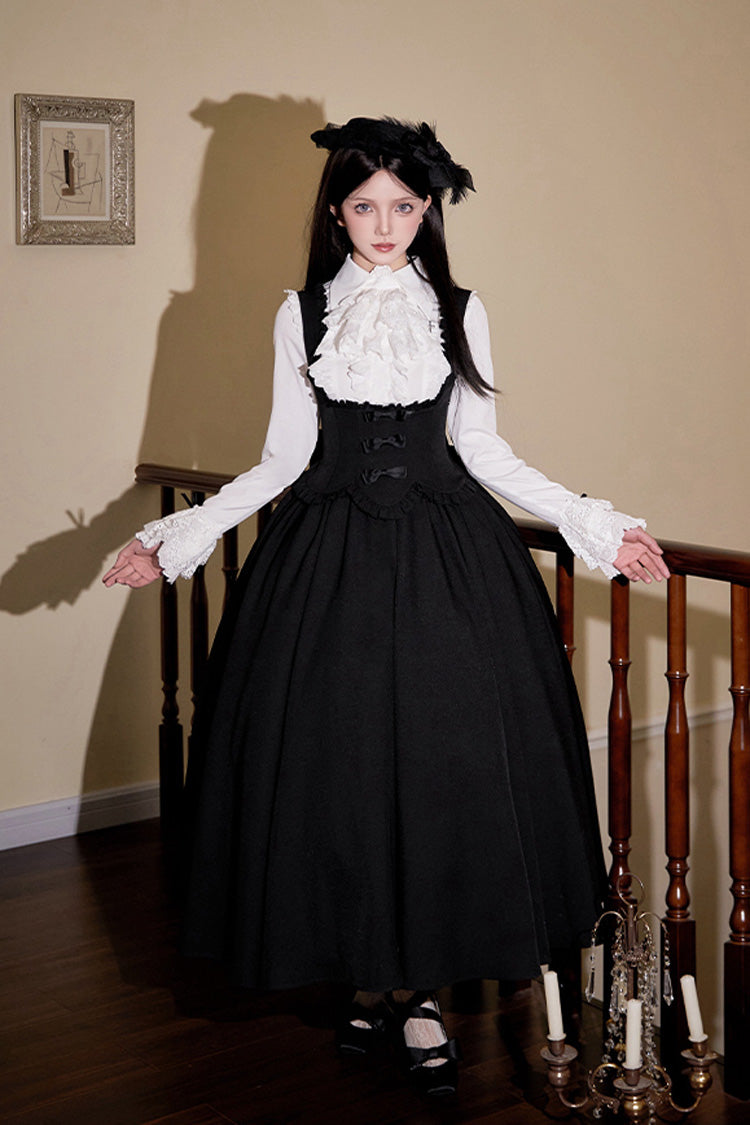 Black Silent Words Ruffle Bowknot Classic Lolita Jsk Push-Up Dress