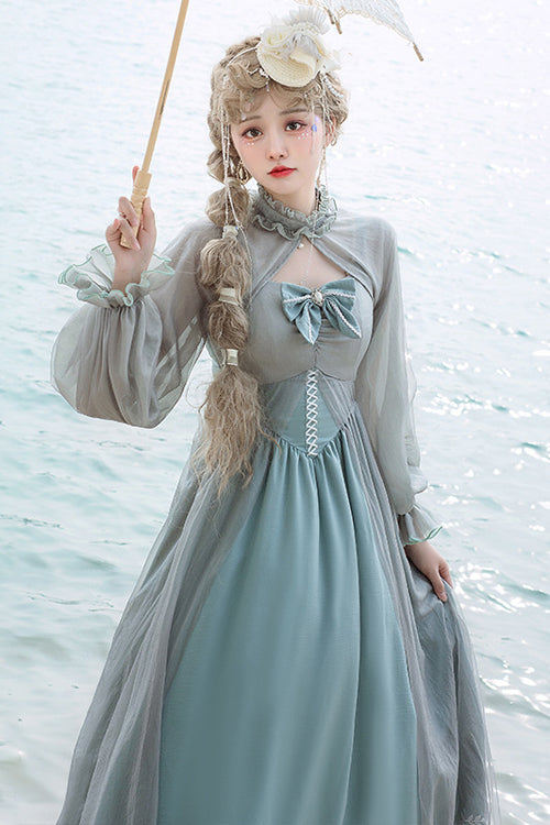 Light Green Elegant Mid High Waist Chiffon Classic Lolita OP Dress