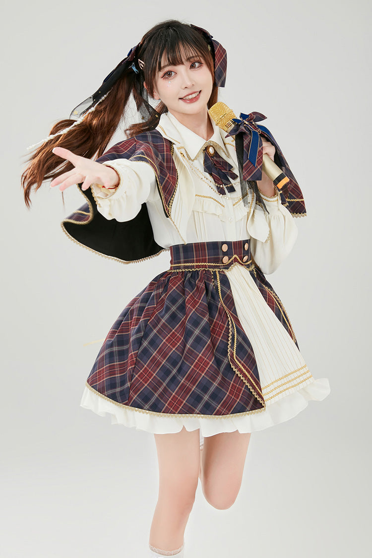 Little Idol Multi-Color Plaid Print Ruffle Sweet Lolita Skirt