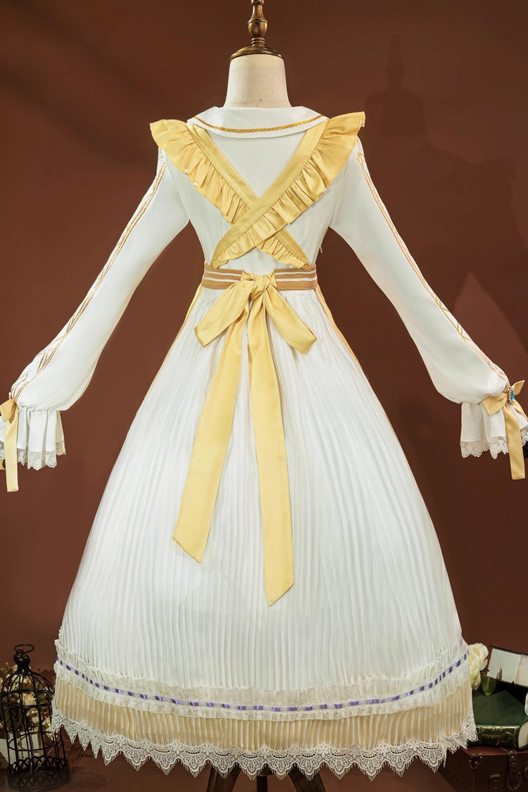 Yellow Identity V Toy Merchant Glimmer Within Reach Triple-Layered Print Ruffle Bowknot Classic Cosplay Lolita Dress Set