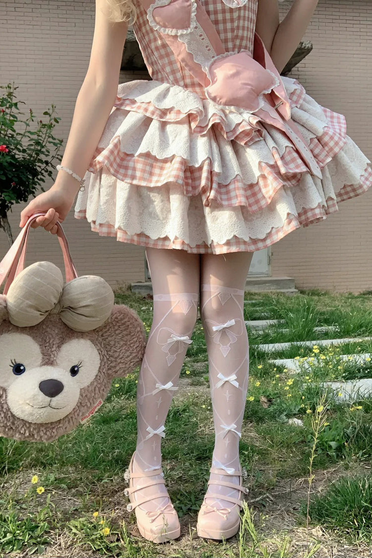 Pink Star Grant Angel Triple-Layered Print Ruffle Sweet Lolita Dress