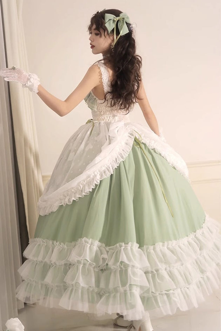 Green Multi-layer Ruffle Hanayome Lace Lace-Up Plus Size Sweet Lolita Jsk Dress (Long Version)