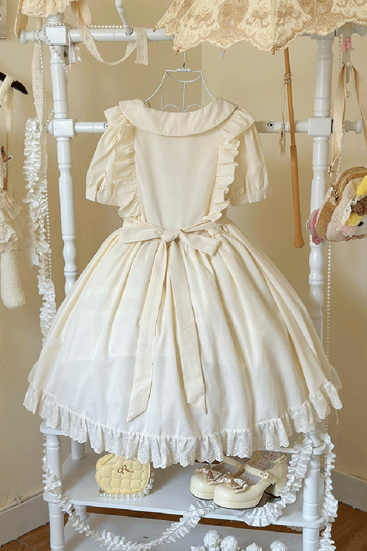 Apricot Sweet Dream Bunny Doll Collar Short Sleeves Ruffle Embroidery Bowknot Sweet Plus Size Lolita Dress