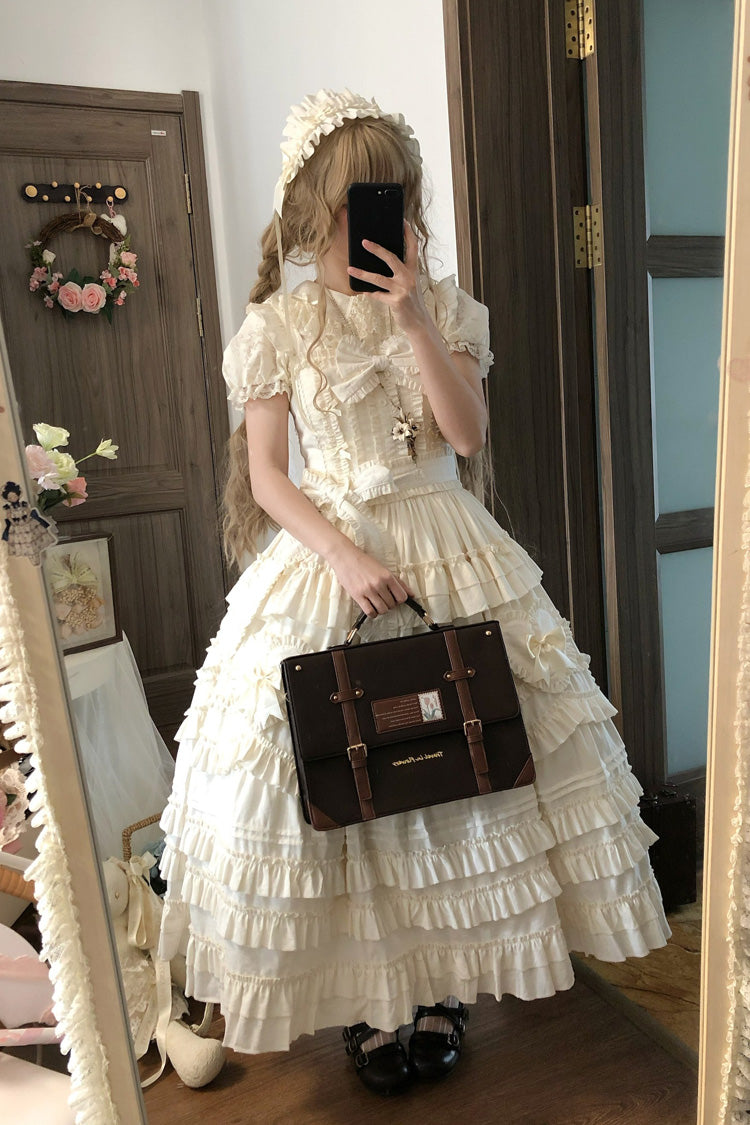 Apricot Heart In Love Multi-Layered Ruffled Bow Sweet Lolita Jsk Dress