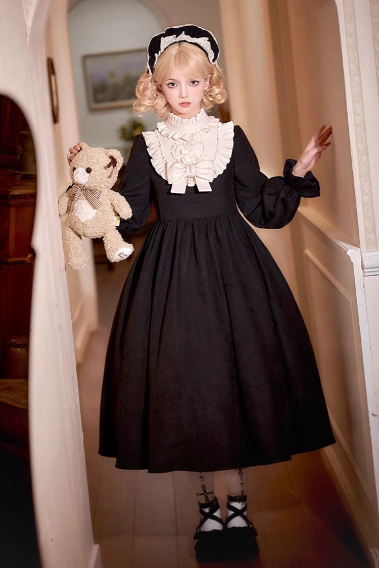 Black Twilight Choir Long Sleeves Bowknot Lace Sweet Vintage Lolita Dress 2 Versions