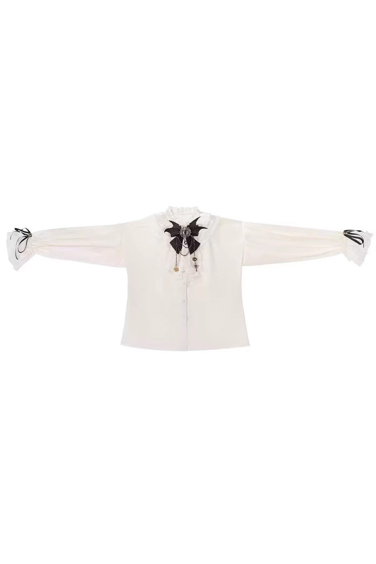 Black Bunny-Eared Meteorite Long Sleeves Embroidered Gothic Prince Ouji Lolita Shorts Vest Set