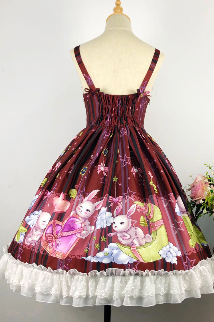 Bunny Star Paradise Sleeveless Print Ruffle Bowknot Lace Sweet Lolita Jsk Dress 4