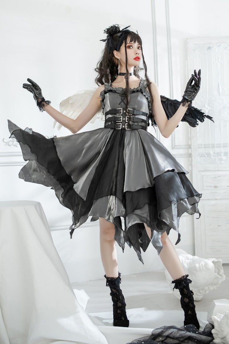 Silver/Grey Seven Deadly Sins: Lust Multi-Layered Irregular Gothic Lolita Jsk Dress