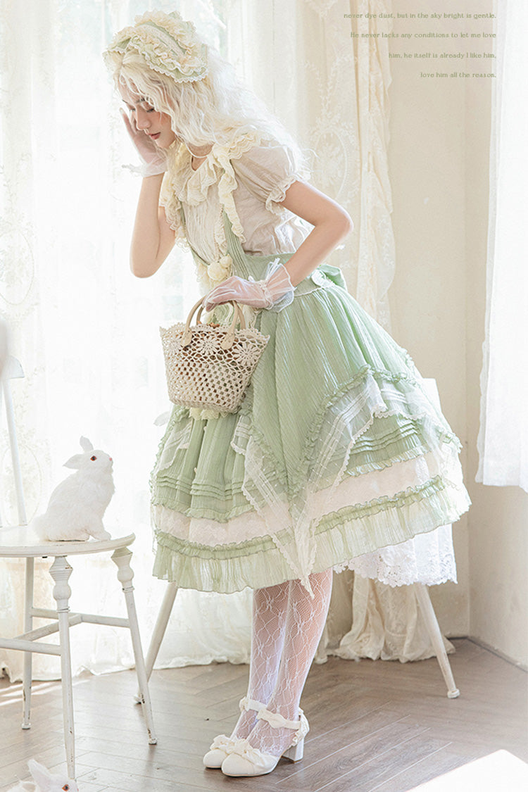 Green Doll Window Ruffle Sweet Lolita Jsk Tiered Dress