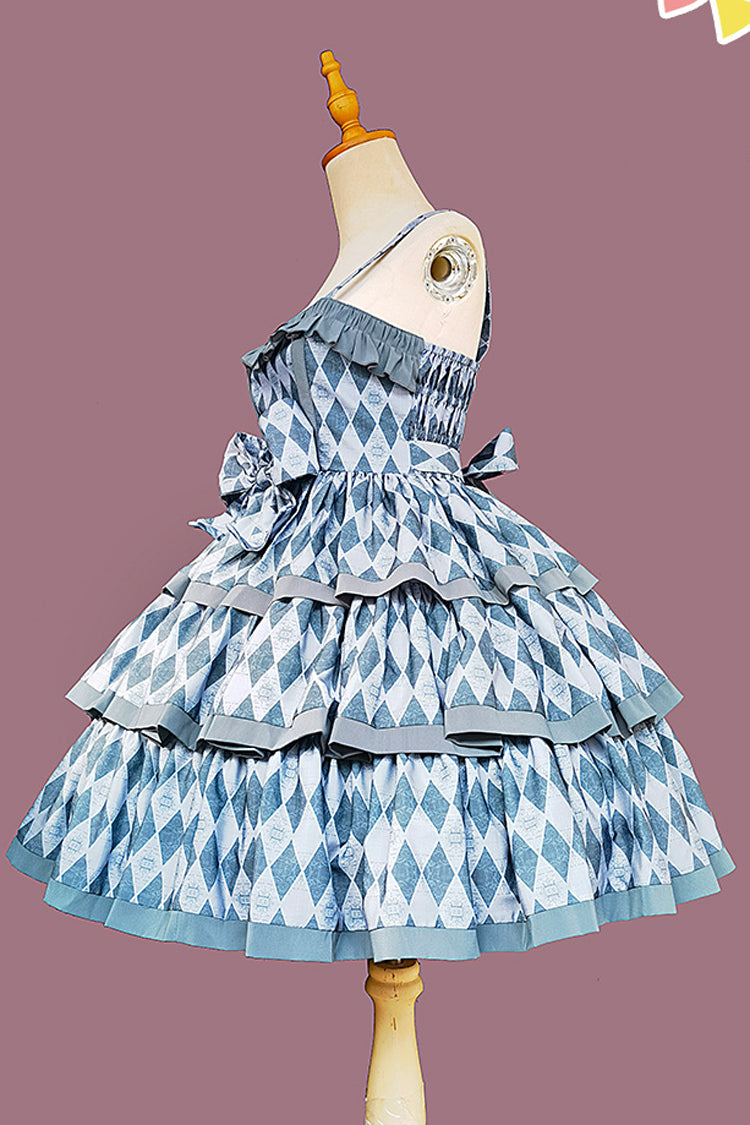 Stripe Print Cloth Cat Triple-Layered Ruffle Bowknot Sweet Lolita Dress 4 Colors