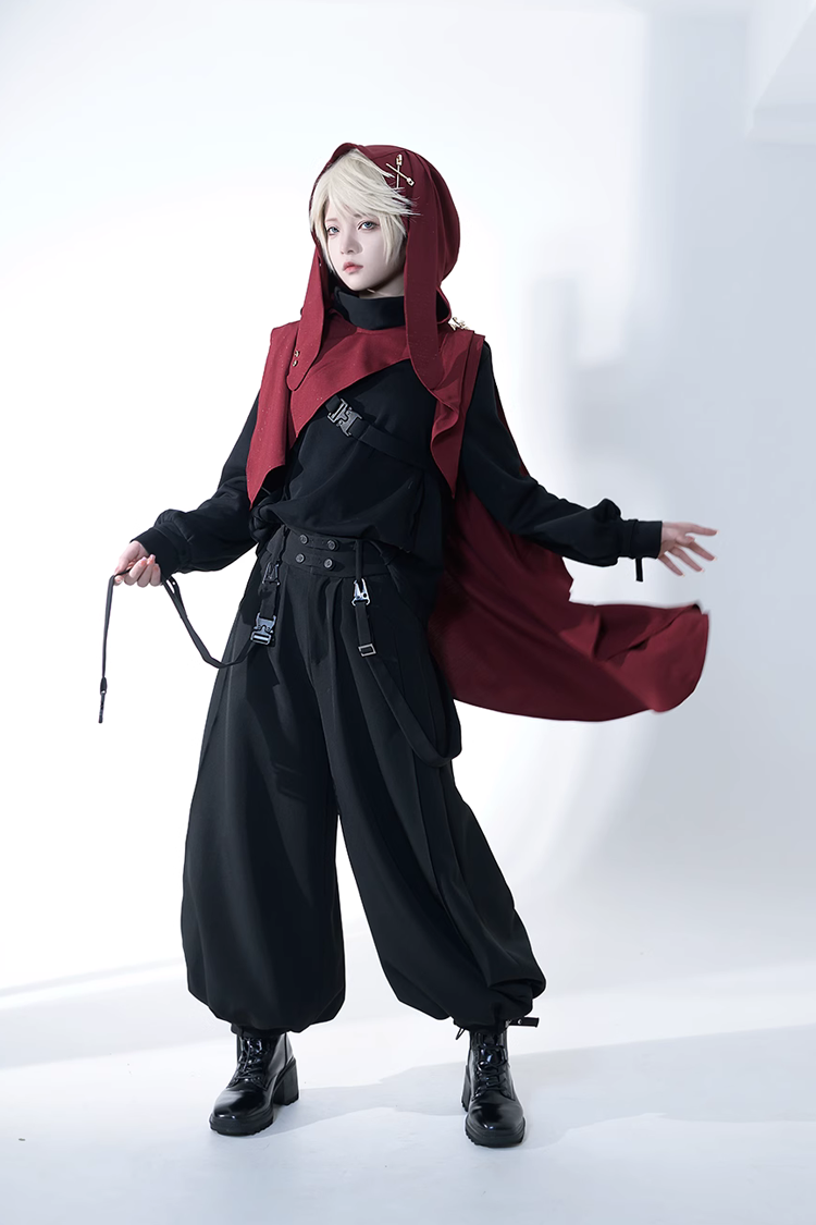 Black Functional Rabbit Cool and Handsome Ouji Lolita Pants