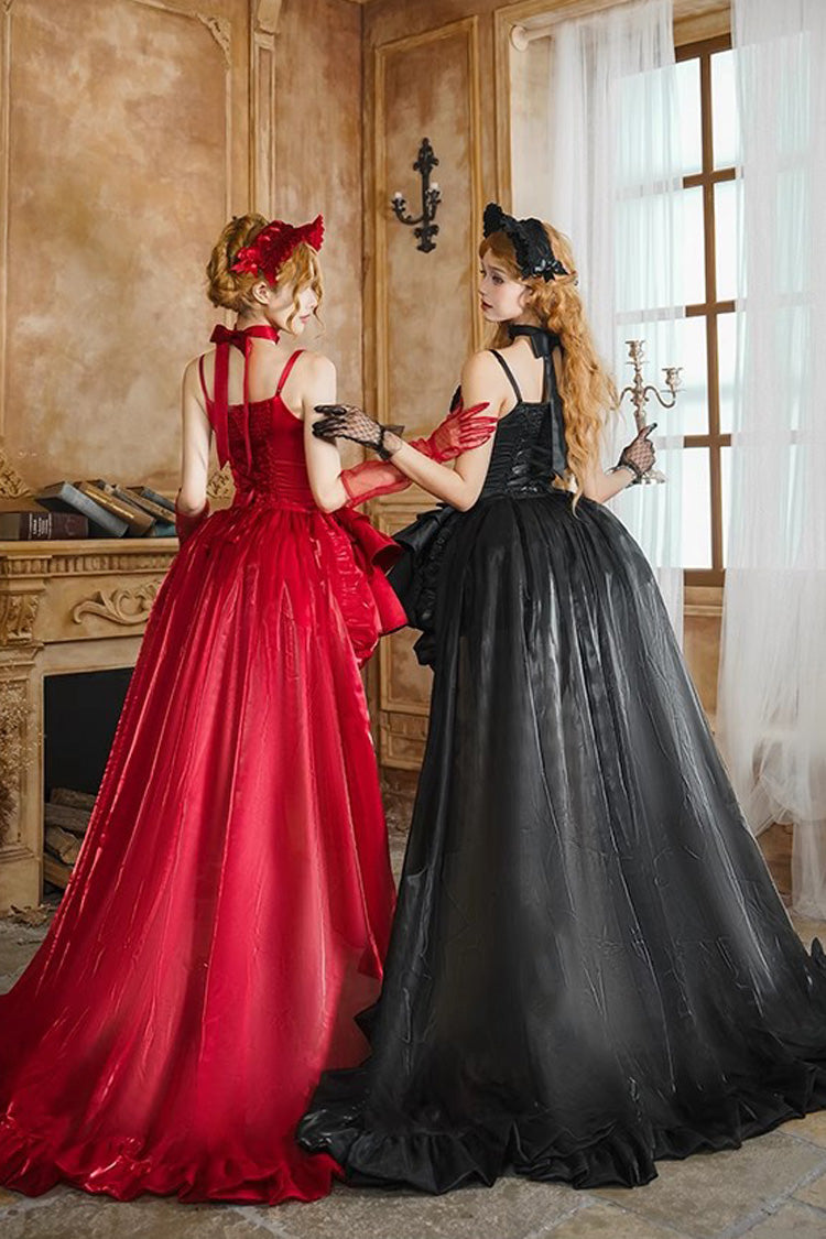 Black Duet Sleeveless Double-Layered Ruffle Bowknot Gothic Elegant Gorgeous Lolita Jsk Dress