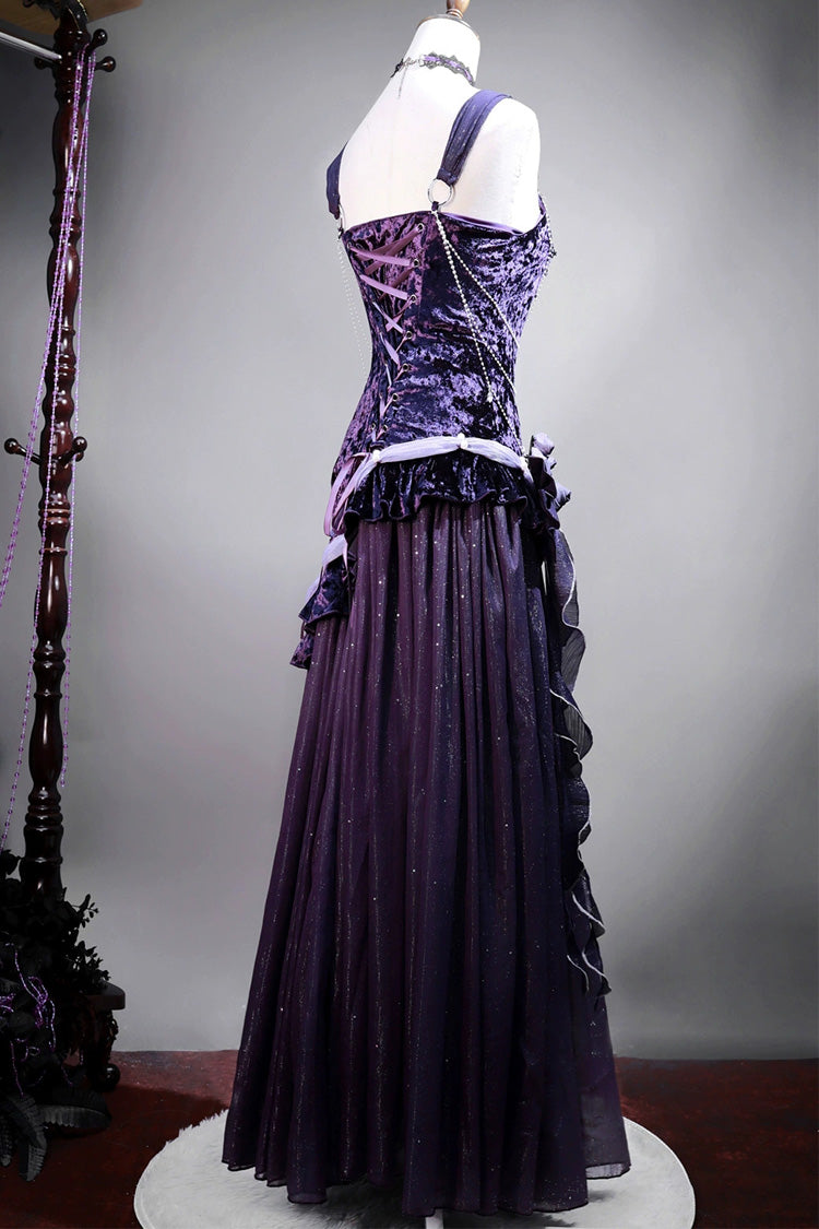 Purple Mysterious Nocturne Embroidery Bowknot Lace Classic Vintage Elegant Gorgeous Lolita Jsk Dress