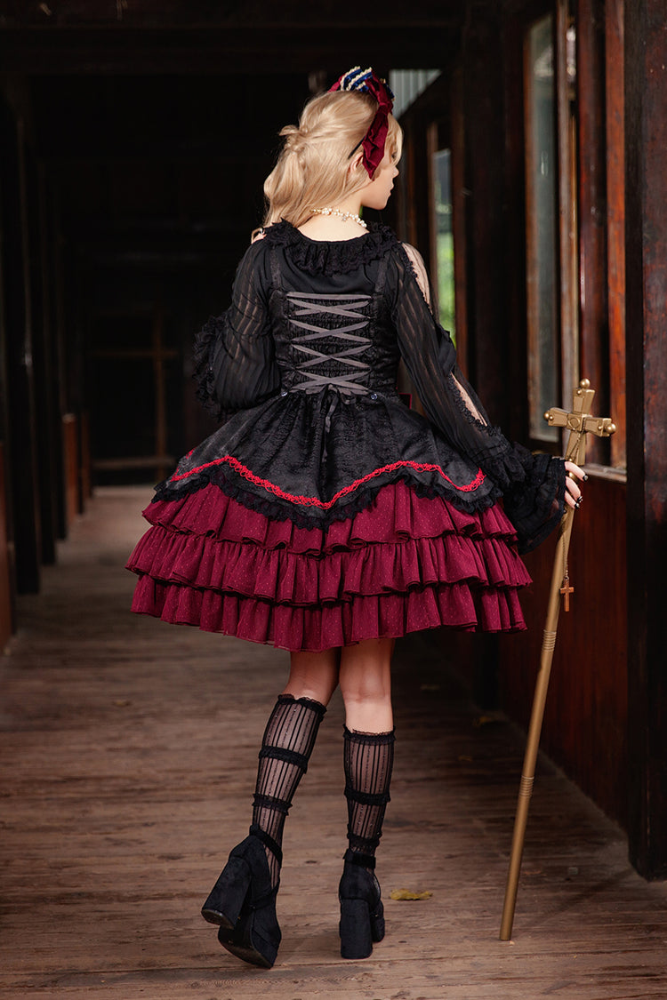Pearl Box Sleeveless Triple-Layered Bowknot Lace Slim Pearl Sweet Elegant Lolita Jsk Dress 3 Colors