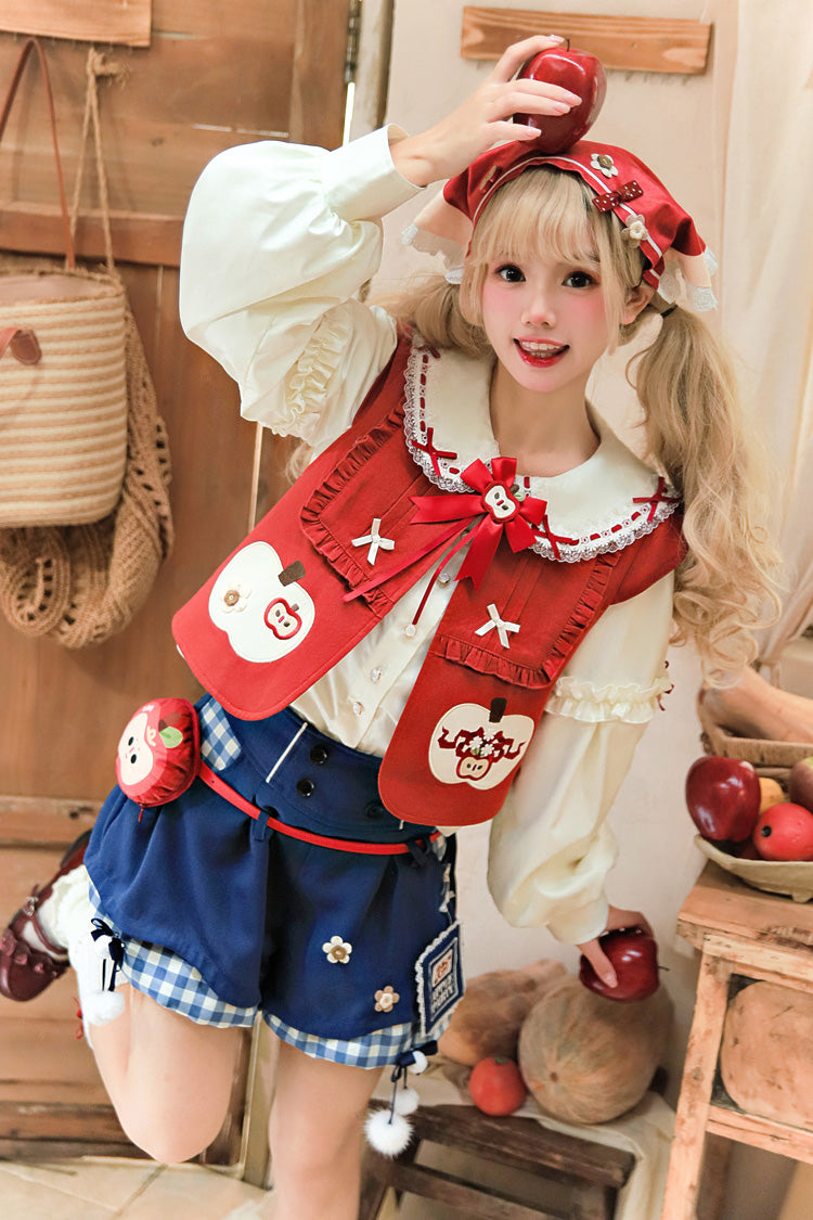 Multi-Color Witch Gina Long Sleeves Print Bowknot Ouji Sweet Lolita Vest Shorts Set