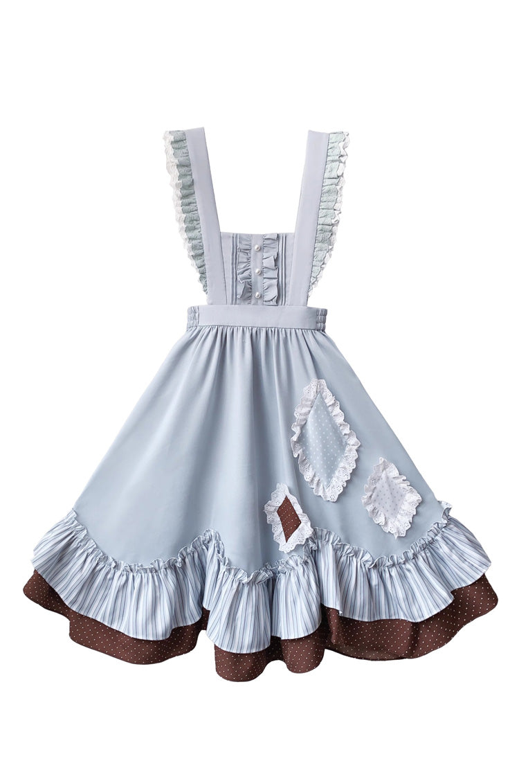 Blue Magic Vocal Club Sleeveless Print Ruffle Bowknot Sweet Alice College Style Elegant Lolita Jumper Dress