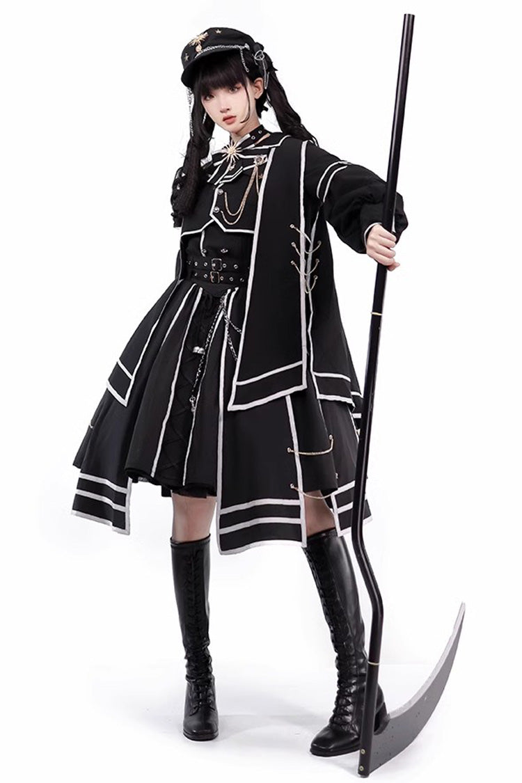 Judgement Knight Long Sleeves Print Bowknot Gothic Lolita Skirt Set 2 Colors