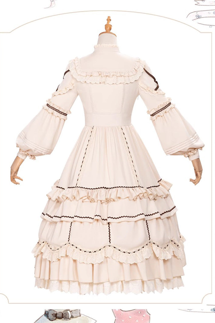 Ivory Long Sleeves Multi-layer Ruffle Shepherdess Sweet Princess Lolita Dress