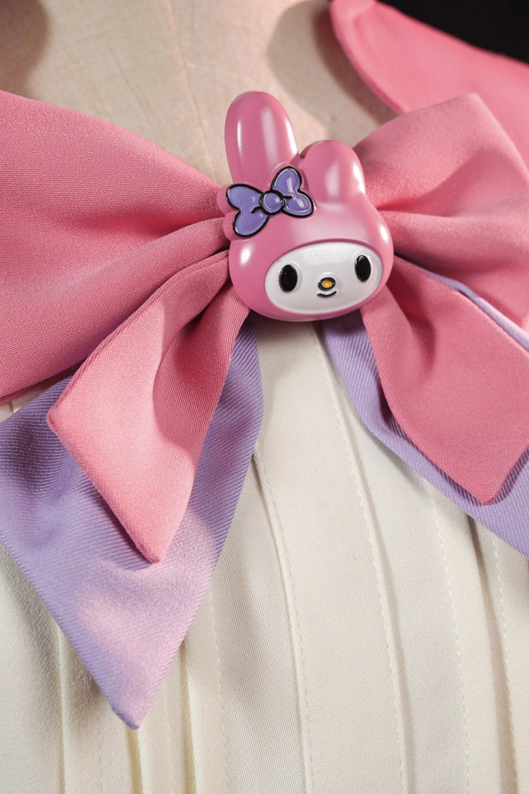 Pink Identity V Short Sleeves Ruffle Bowknot Lace-Up Sweet Ouji Lolita Dress Shorts Set