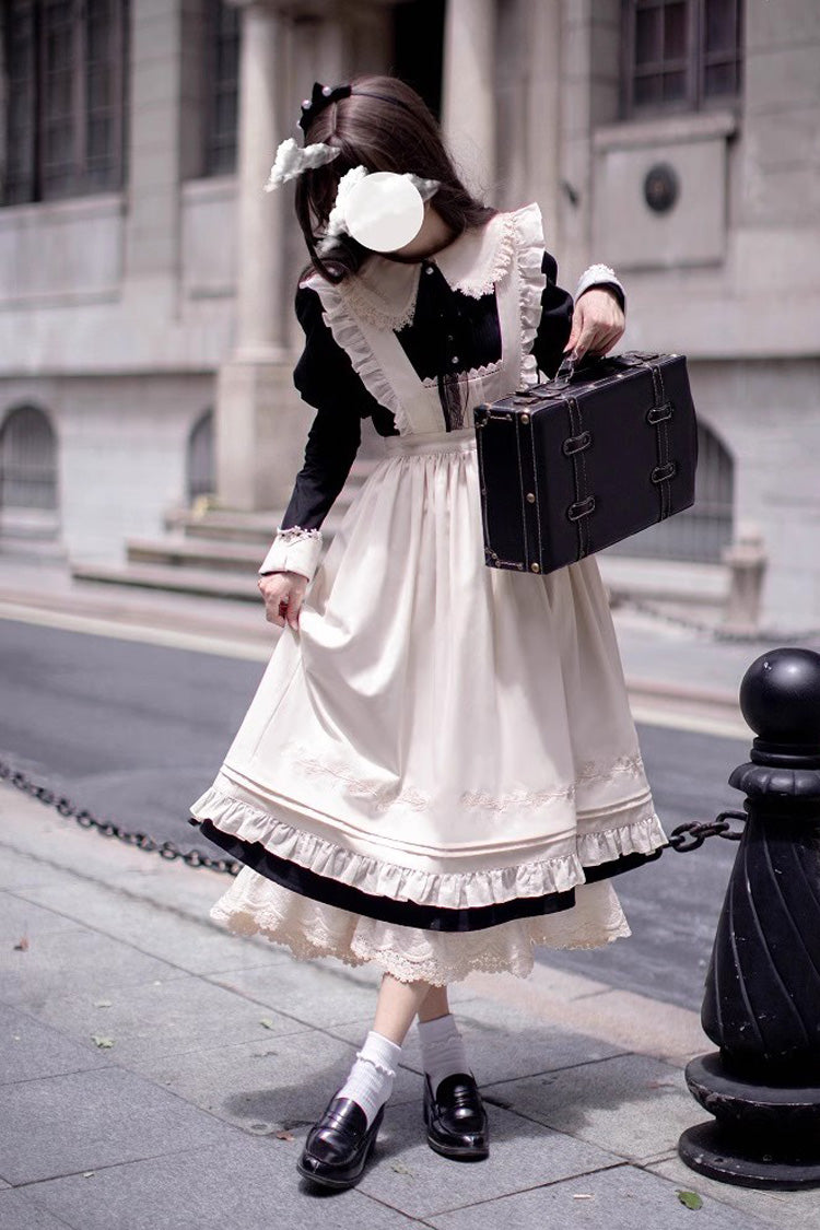 Black Angelina Doll Collar Long Sleeves Ruffle Bowknot Classic Vintage Elegant Lolita Dress