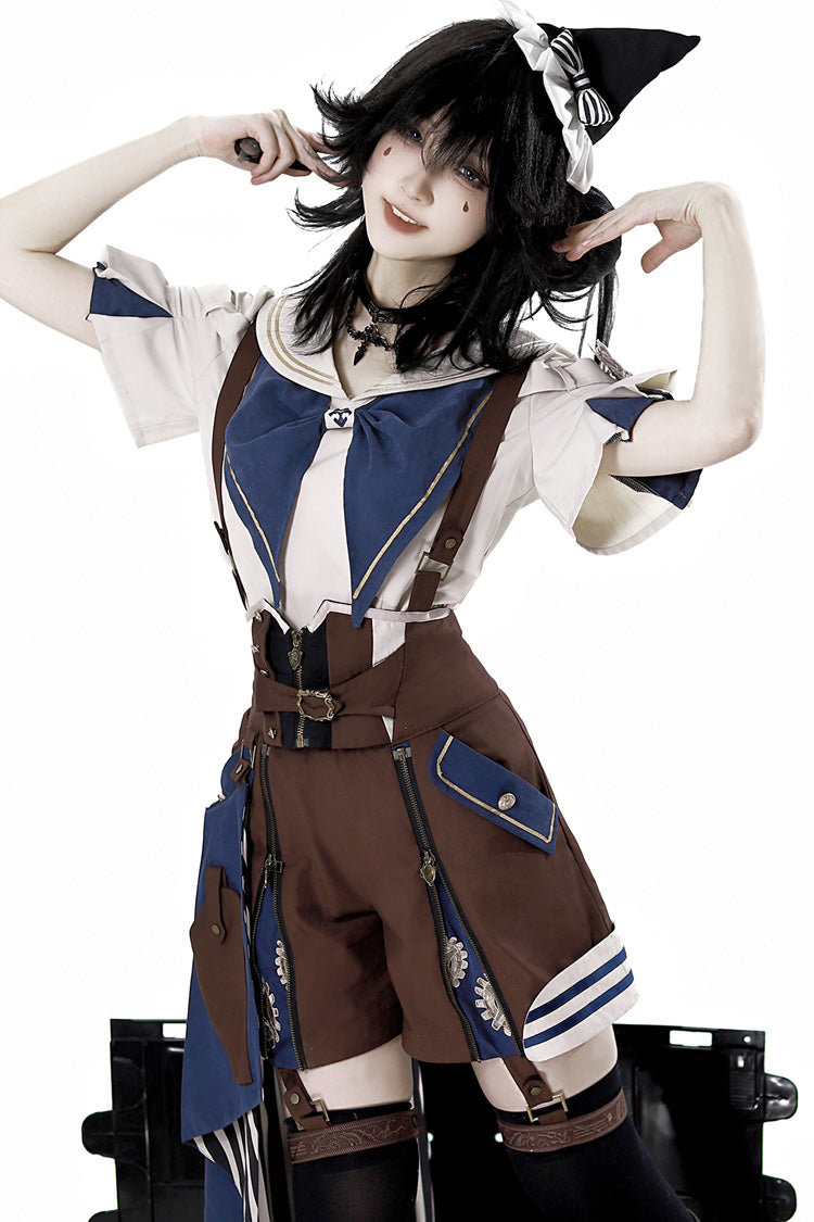 Brown Inventor of Wonderful Equipment Ouji Punk Cool Lolita Bib Shorts
