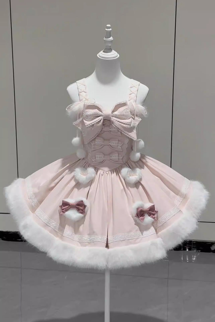Sweet Dream Bunny Furry Bowknot Sweet Lolita Dress 2 Colors and 2 Versions