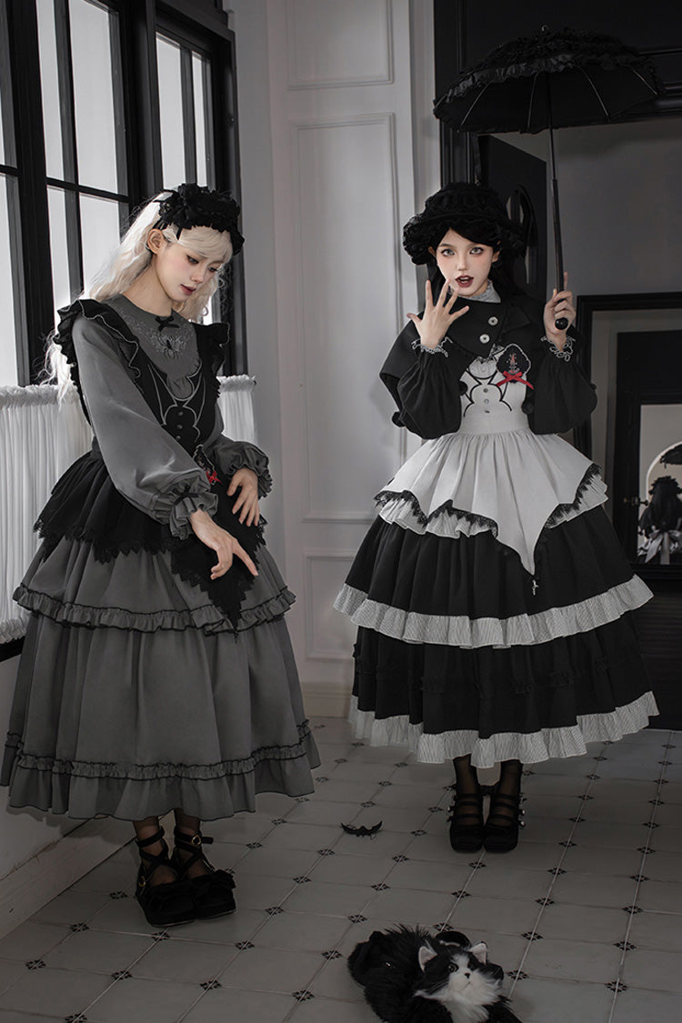 Castle Night Long Sleeves Ruffle Embroidery Gothic Lolita Dress 2 Colors
