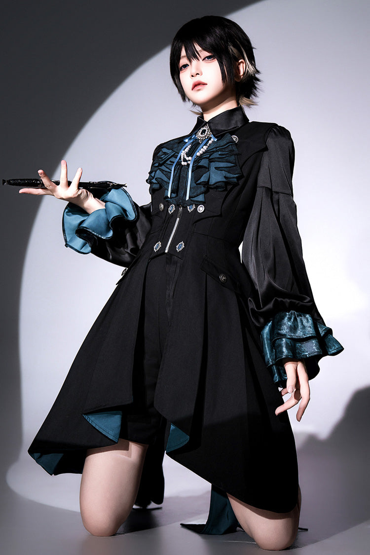 Black Deep Music Long Sleeves Gothic Elegant Ouji Lolita Four-piece Set