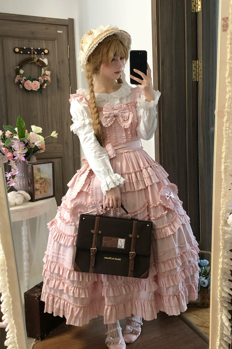 Pink Heart In Love Multi-Layered Ruffled Bow Sweet Lolita Jsk Dress