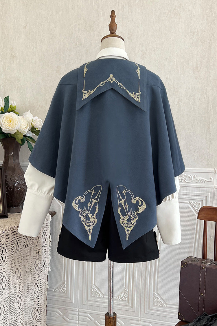Blue Little Detective Print Ouji Prince Handsome Lolita Cloak