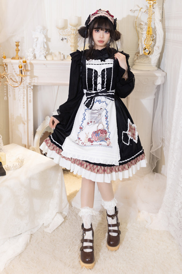Black Little Red Riding Hood Ruffle Bowknot Sweet Lolita Jsk Dress