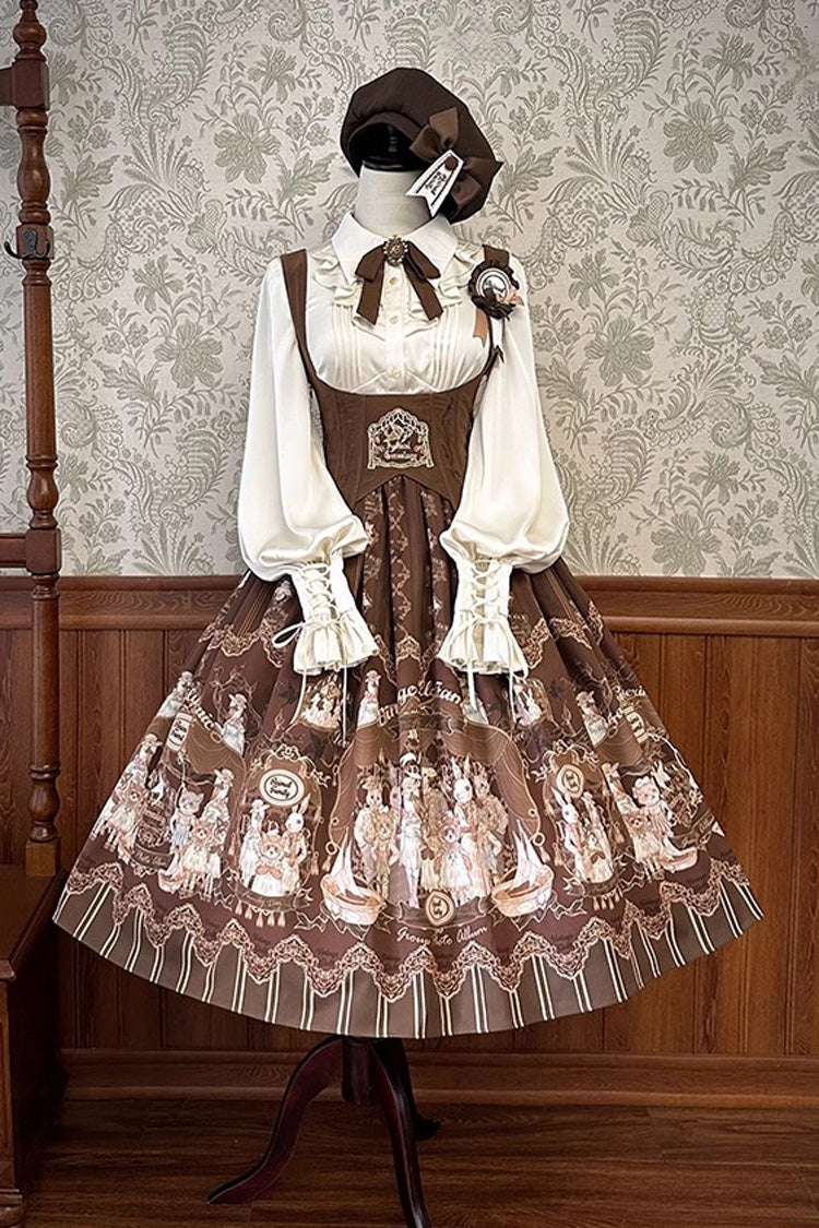 Doll's House Print Ruffle Embroidery Long Version Sweet Lolita Jsk Dress 2 Colors