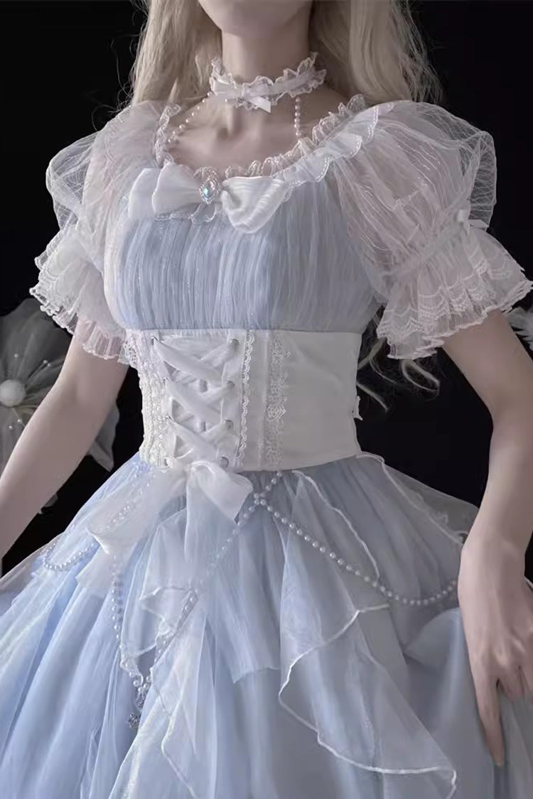 Blue Short Sleeves Ruffle Hanayome Sweet Mermaid Princess Lolita Dress