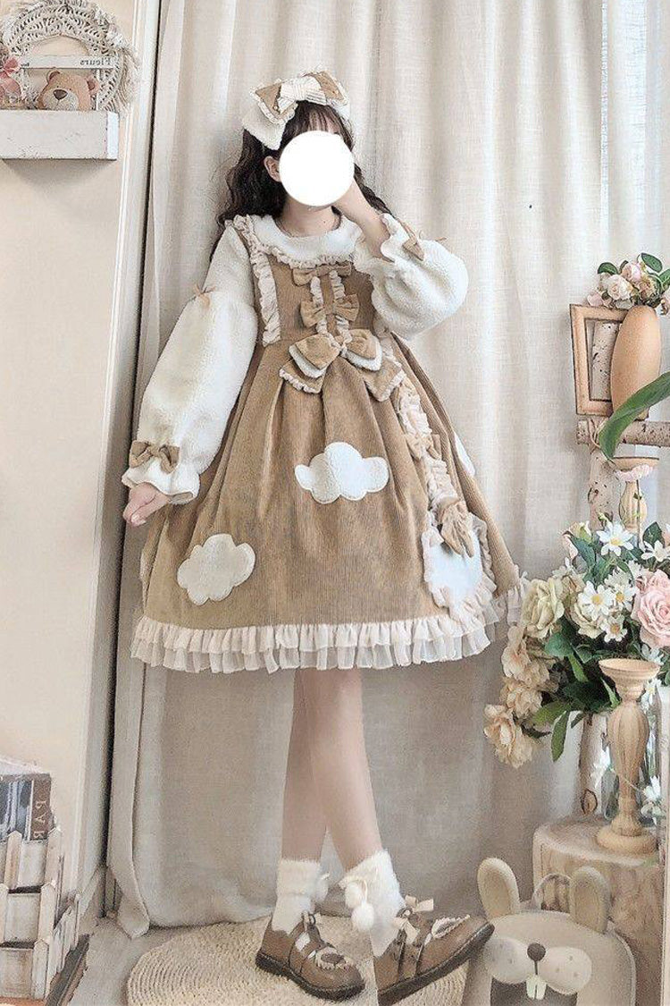 Winter Clouds Clear Up Long Sleeves Ruffle Bowknot Lace Sweet Lolita Dress 2 Colors