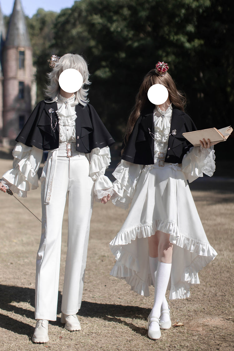 White Day and Night Song Long Sleeves Ruffle Ouji Gothic Lolita Skirt Pants