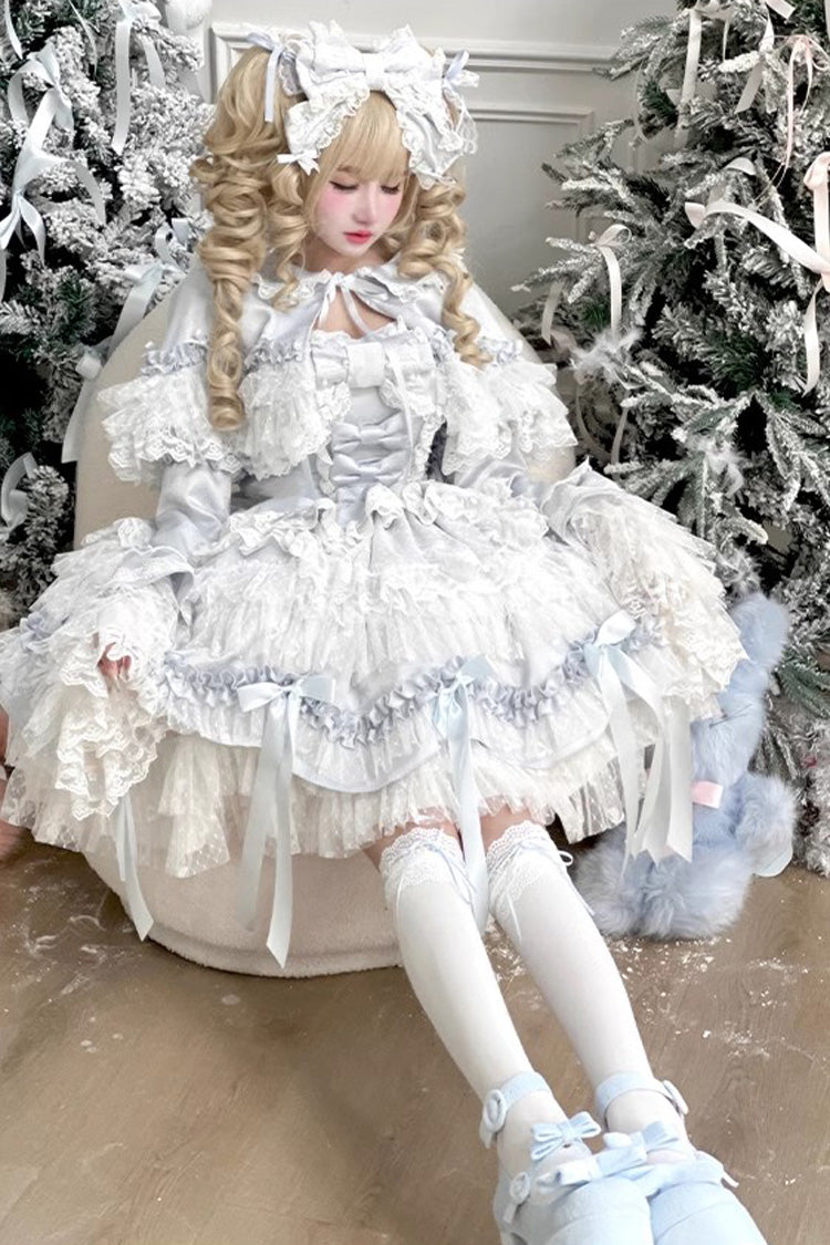 Girl Doll Multi-Layered Ruffle Bowknot Lace Sweet Princess Lolita Jsk Dress