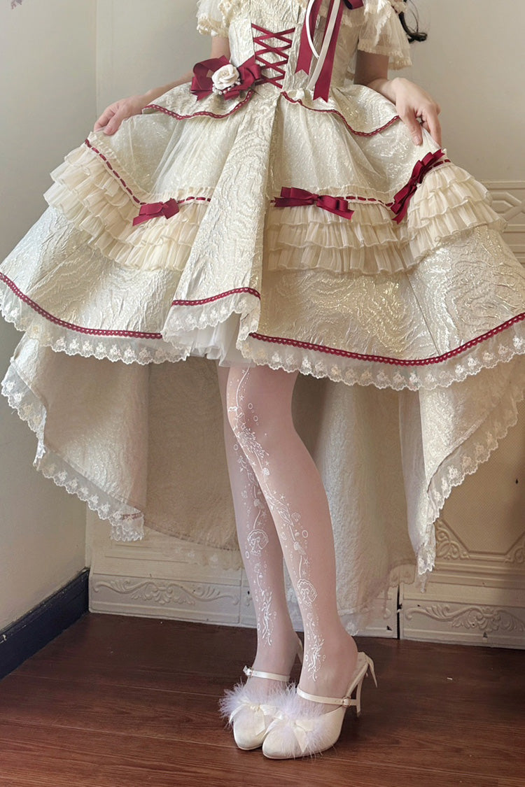 Ivory/Red Tycoon's Daughter Ruffle Bowknot Sweet Elegant Princess Lolita Jsk Dress