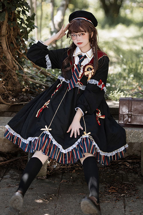Magic Academy Witch Alchemy Long Sleeves Gothic Lolita OP Dress 4 Colors