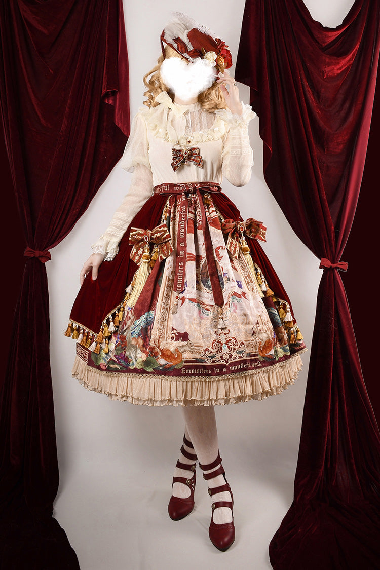 Red Kaleidoscope of Dreams Oil Print Side Cardigan Sweet Vintage Gorgeous Lolita Skirt