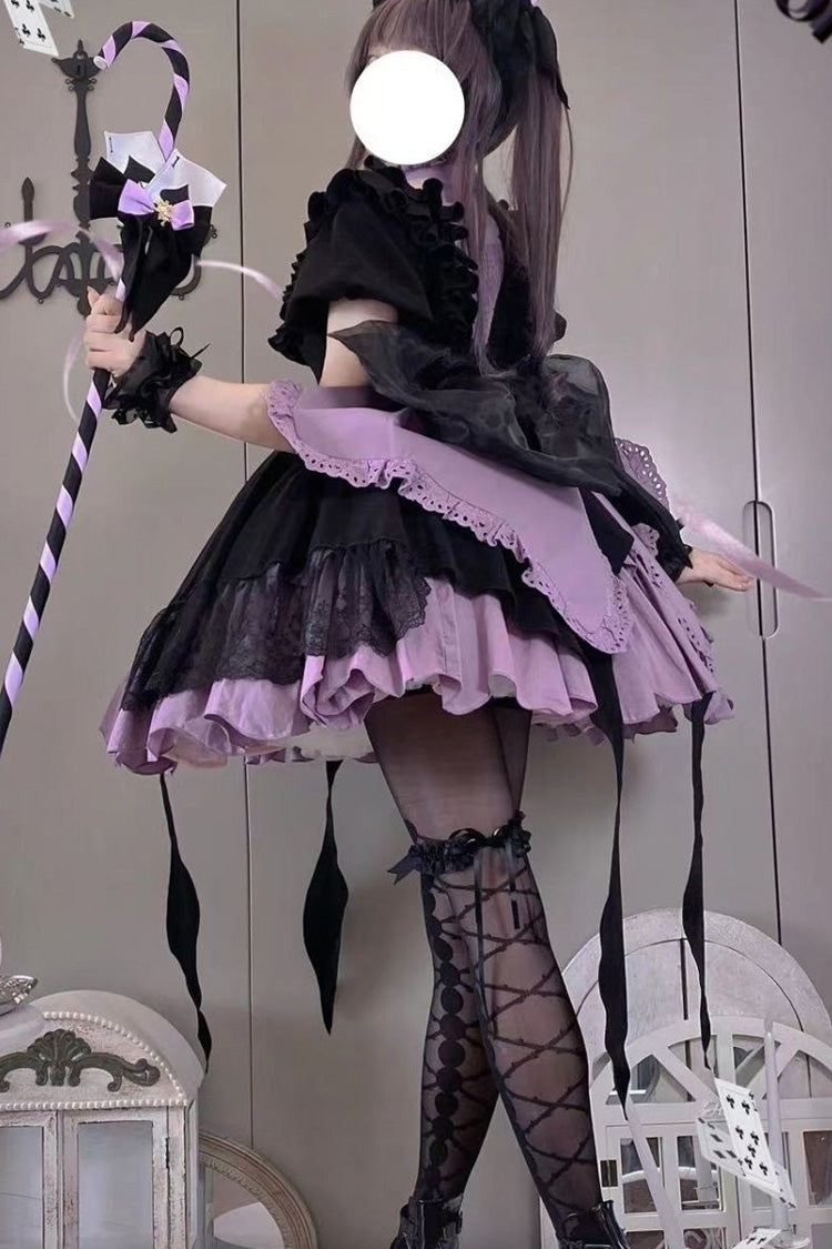 Black/Purple Magical Girl Phantom Thief Ace of Spades Multi-layer Cardigan Gothic Lolita Dress
