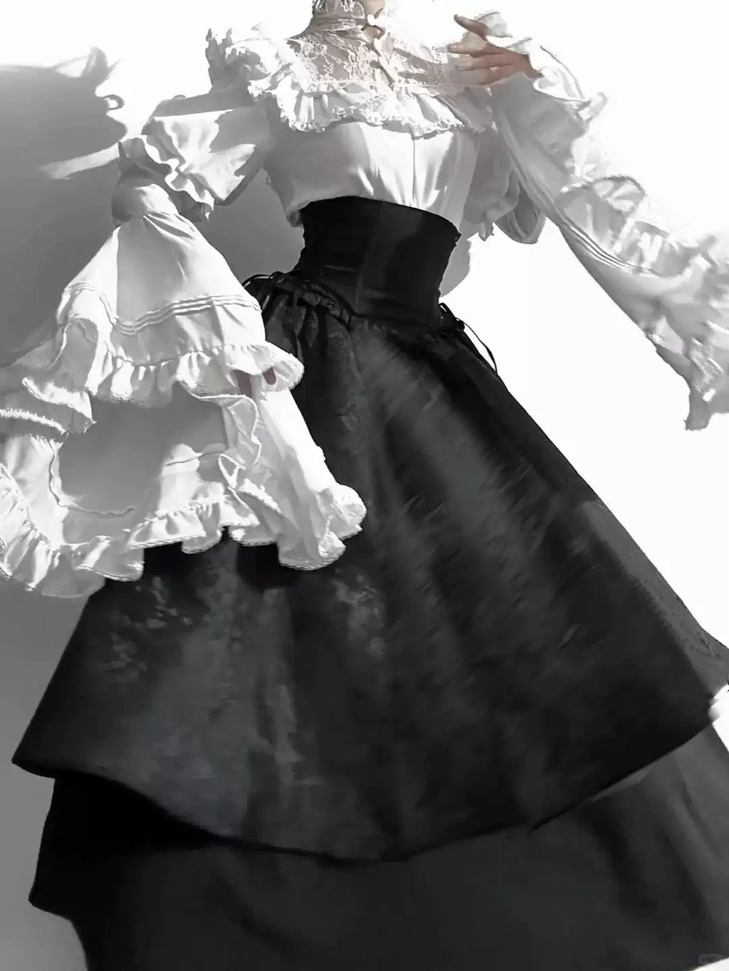 Gothic Lolita Christmas Clothing Black and Red Goth Long Dress Shirt Sleeve Skirt OP