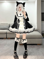 Black and White Goth Nun Style Lolita Dress Tutu Ruffle Cross