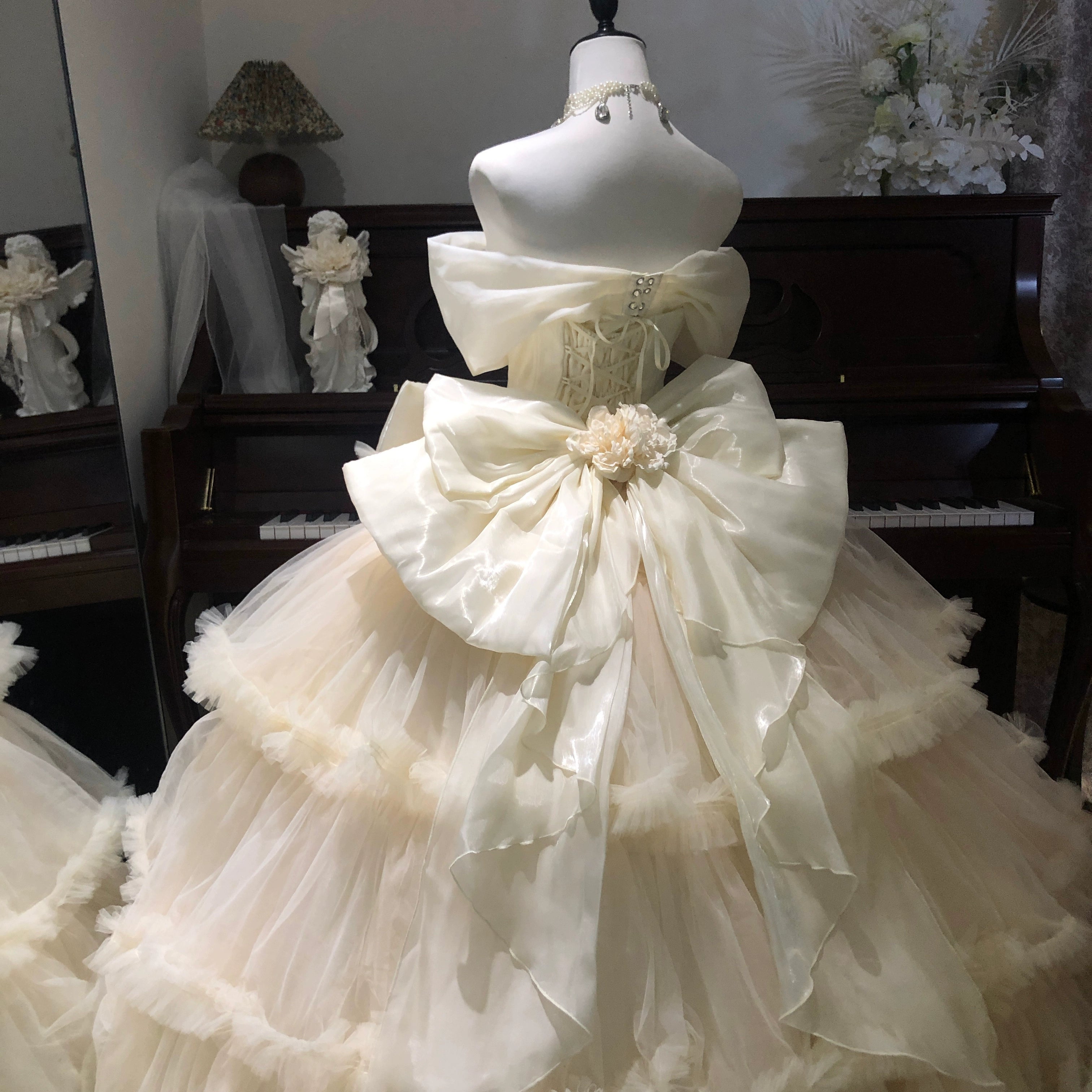 Hime Lolita Tea Party Fashion Off Shoulder Apricot Floral Gown Mitzvah French Tutu Dress Princess Dress