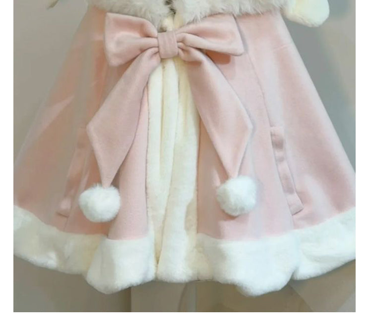 [Pre]Lolita Coat Cape White Cute Strap Shoulder Winter Daily Outfit
